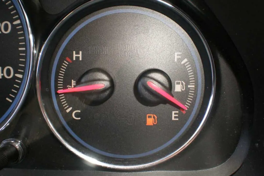 Car indicators, Left is temperature gauge, right fuel gauge