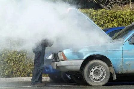 This car's engine is overheating.