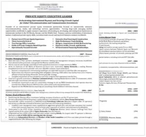 Private Equity Resume
