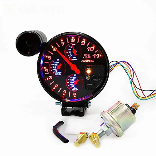 MASO 5 inch Car Motor 4 in 1 RPM Meter 12V Tachometer Gauge with Seat and Shift